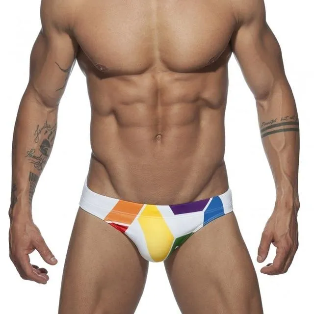 Rainbow Geometric Swim Briefs