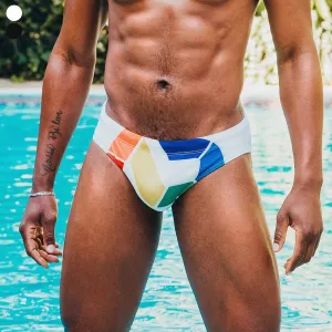 Rainbow Geometric Swim Briefs