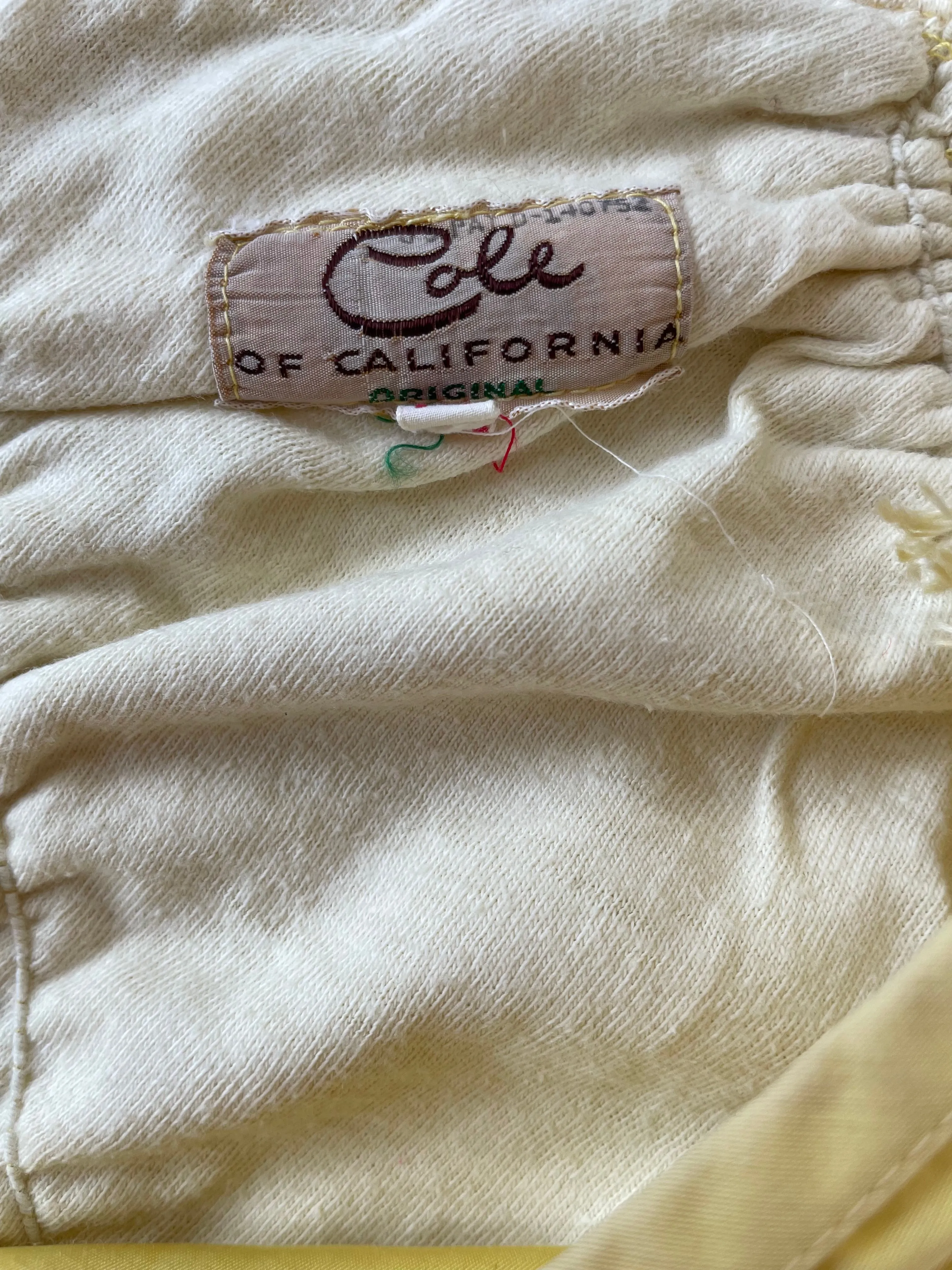 Rare Golden Chartreuse 1940s Cole of California Swoon-glo Lace Up Swim Shorts