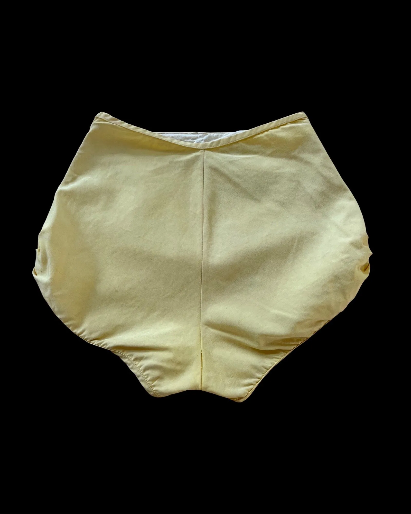 Rare Golden Chartreuse 1940s Cole of California Swoon-glo Lace Up Swim Shorts