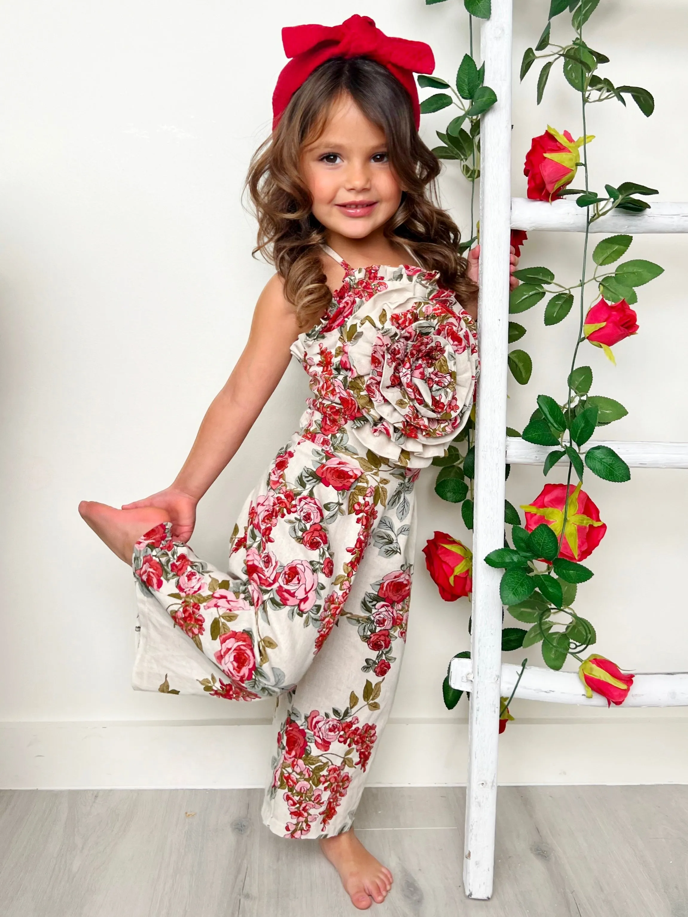 Ready, Set, Bloom Rose Top and Floral Palazzo Pants Set