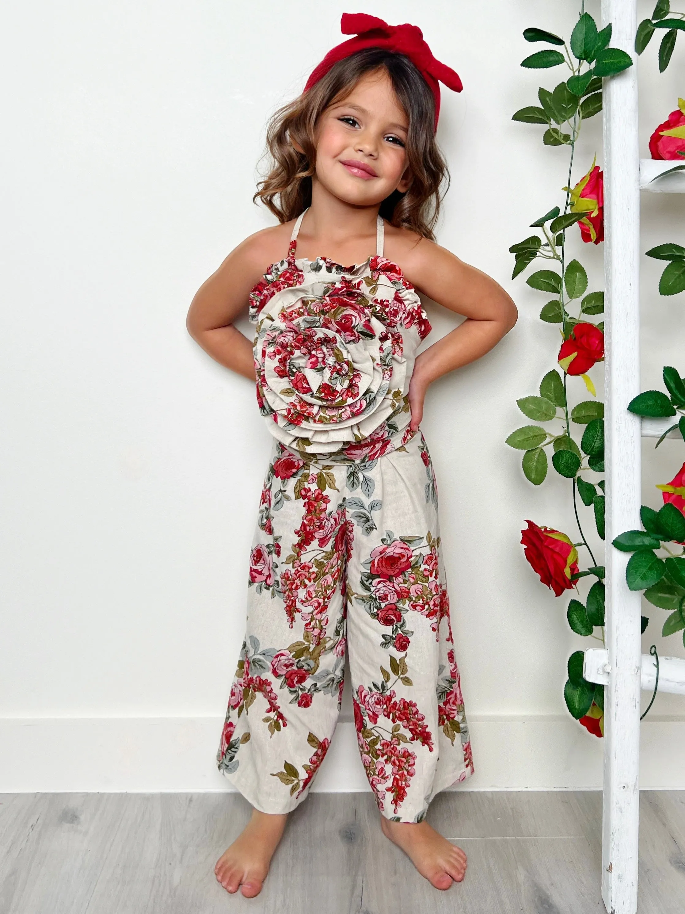 Ready, Set, Bloom Rose Top and Floral Palazzo Pants Set