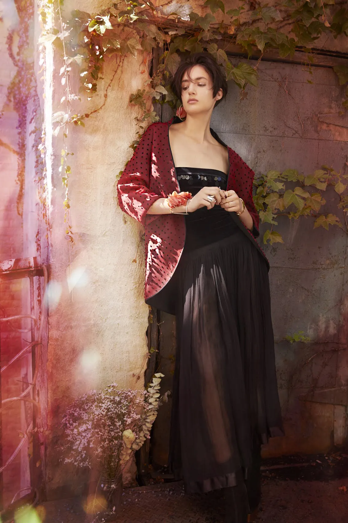 Red Polka Tulle Kimono - Made to Order