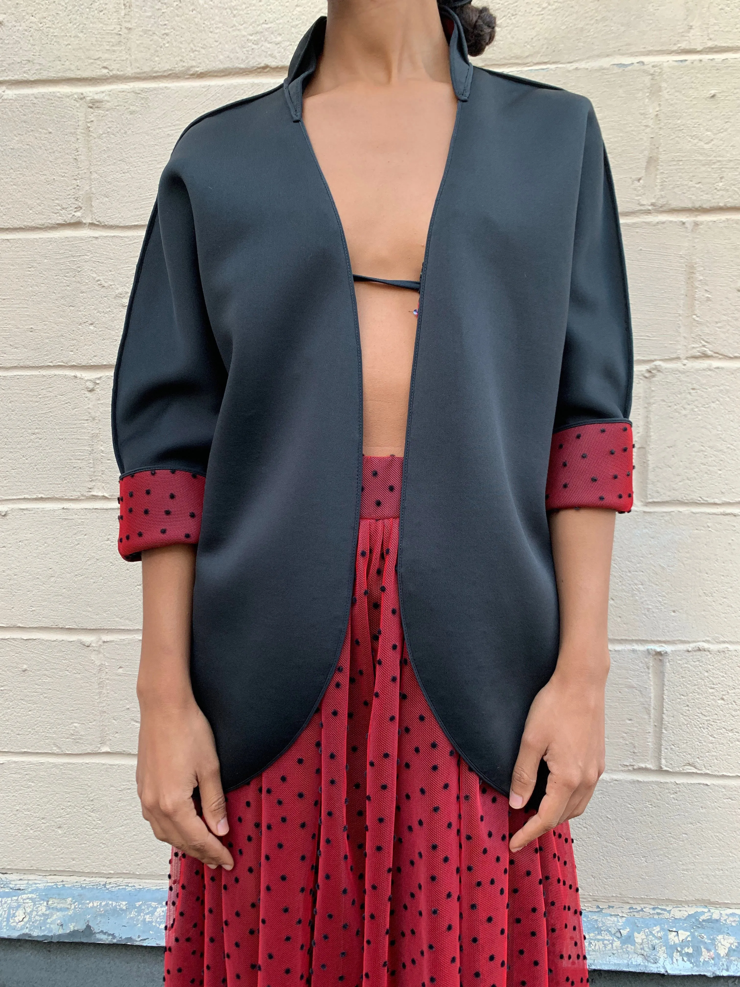 Red Polka Tulle Kimono - Made to Order