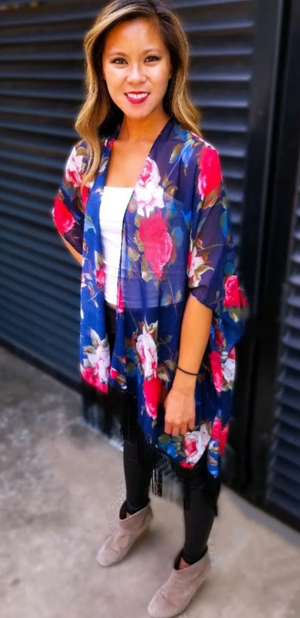 Rose Floral Pattern Kimono