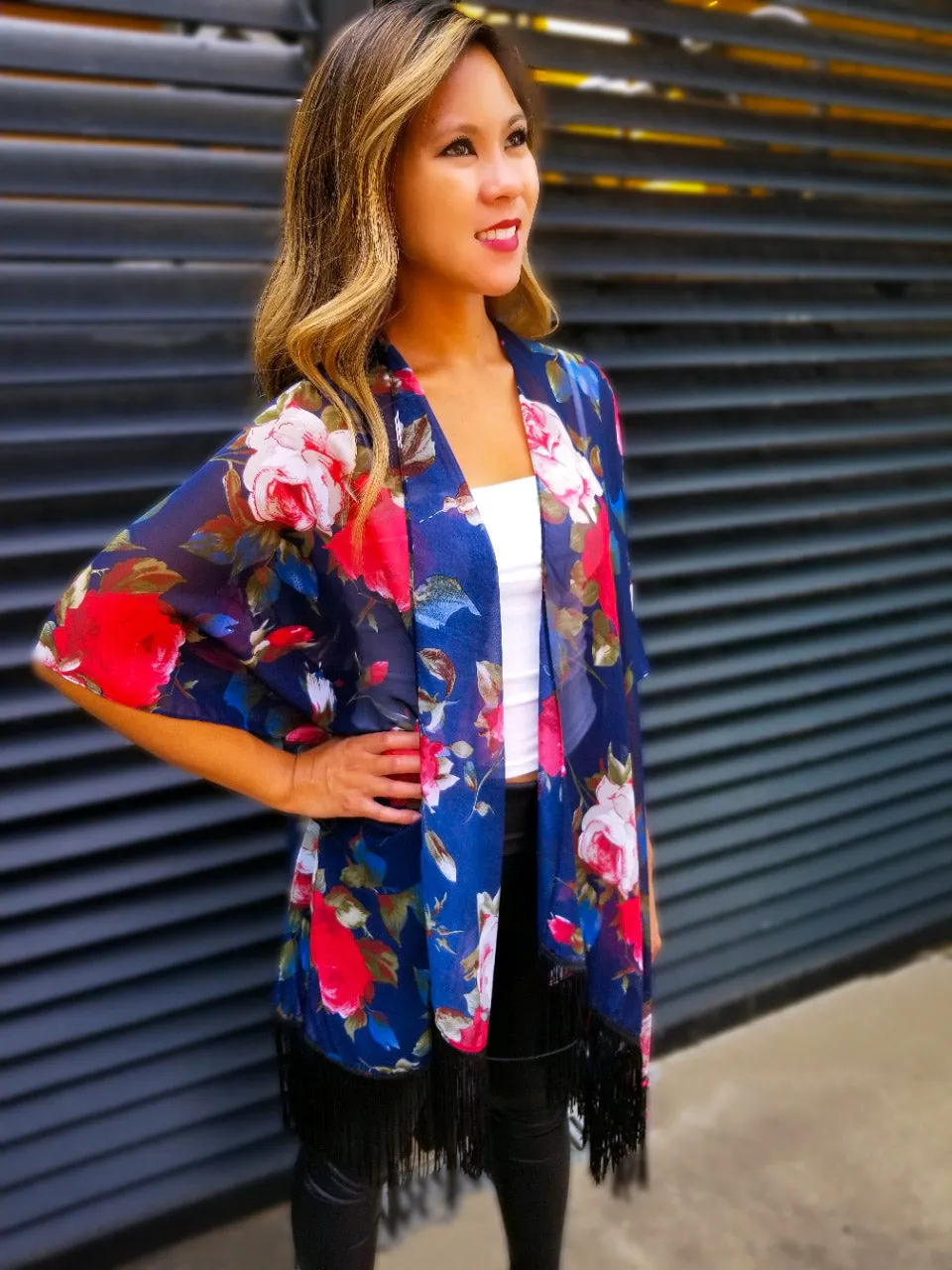 Rose Floral Pattern Kimono