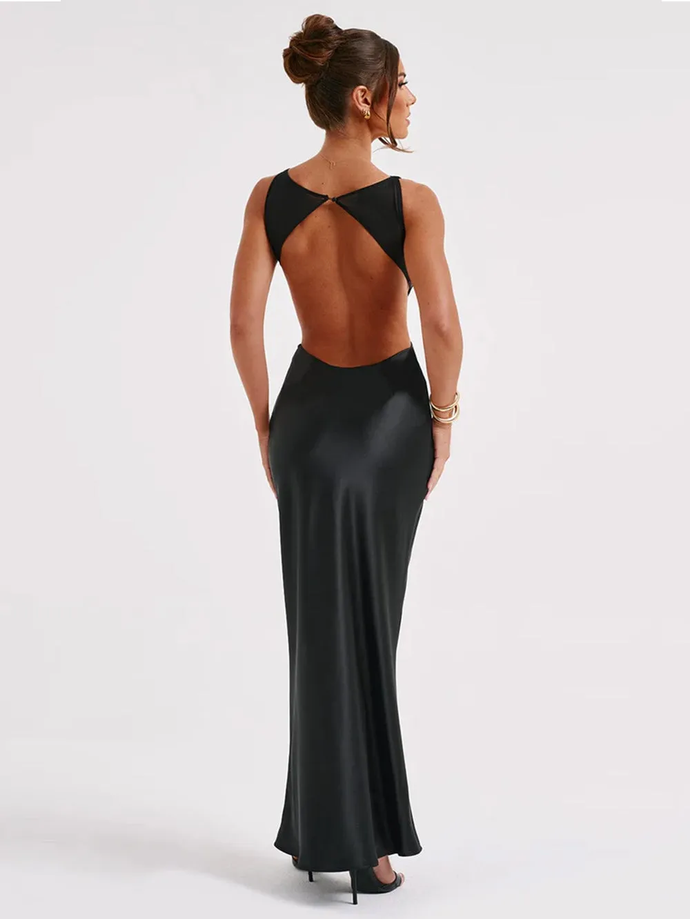 Round Neck Sleeveless Cut Out Maxi Dress KLYS011