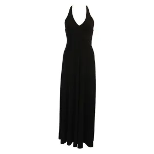 RUFFINWEAR 1970s Black Jersey Racer Halter Maxi Dress