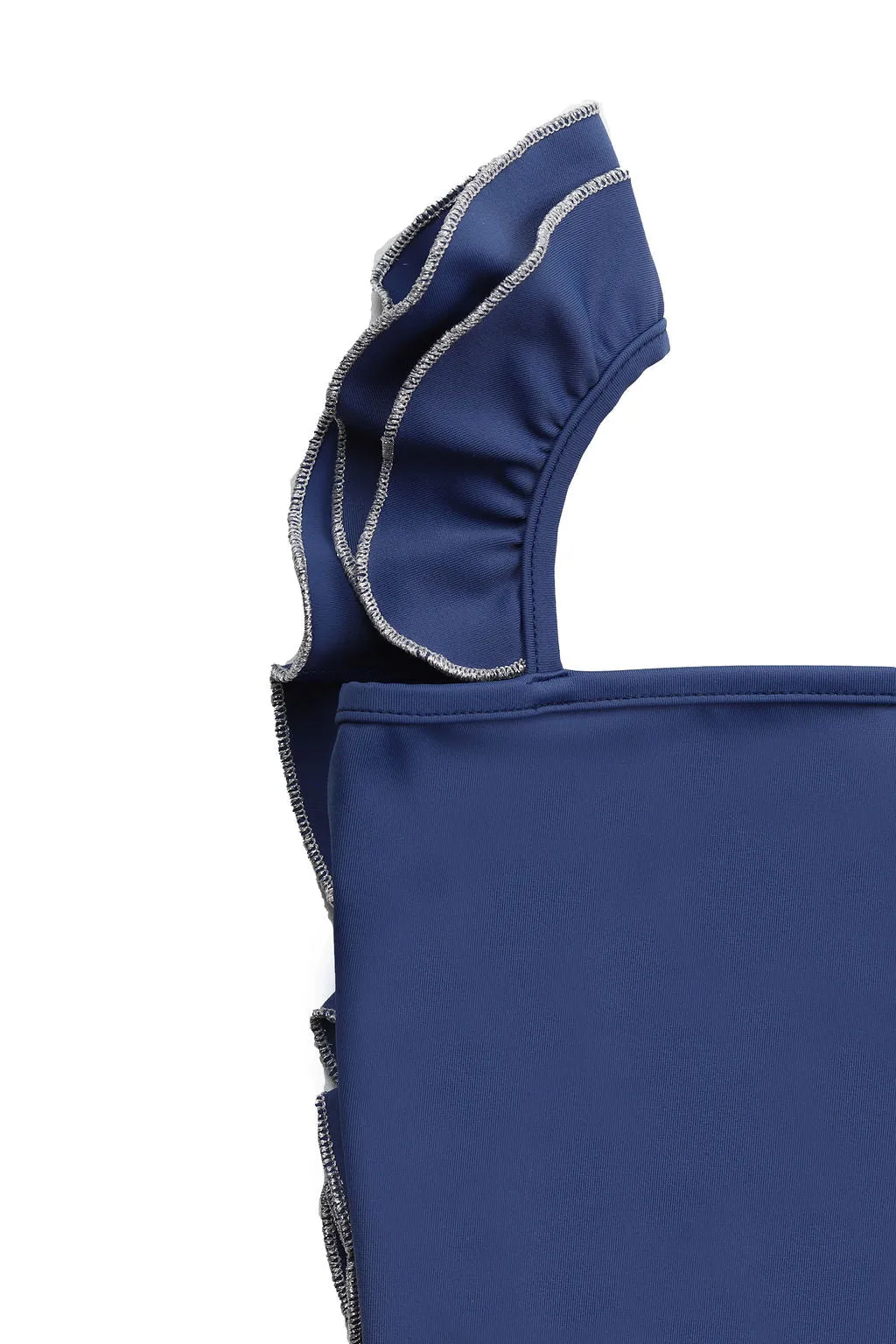 Ruffle Swimsuit in Blue with Sparkle Trim