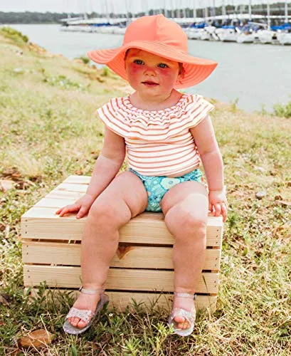RuffleButts Girls Island Dream Coral Stripe Ruffled Tankini - 2T