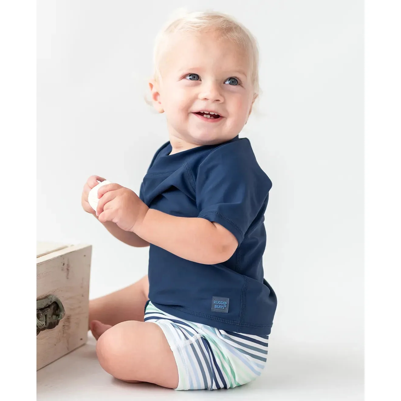 RuggedButts Coastal Stripes Swim Shorties