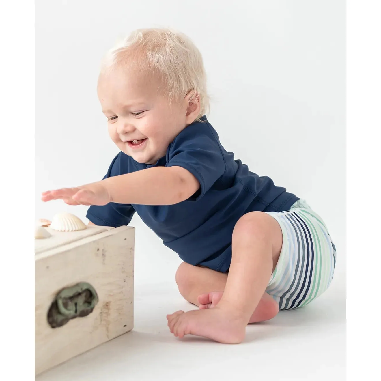RuggedButts Coastal Stripes Swim Shorties