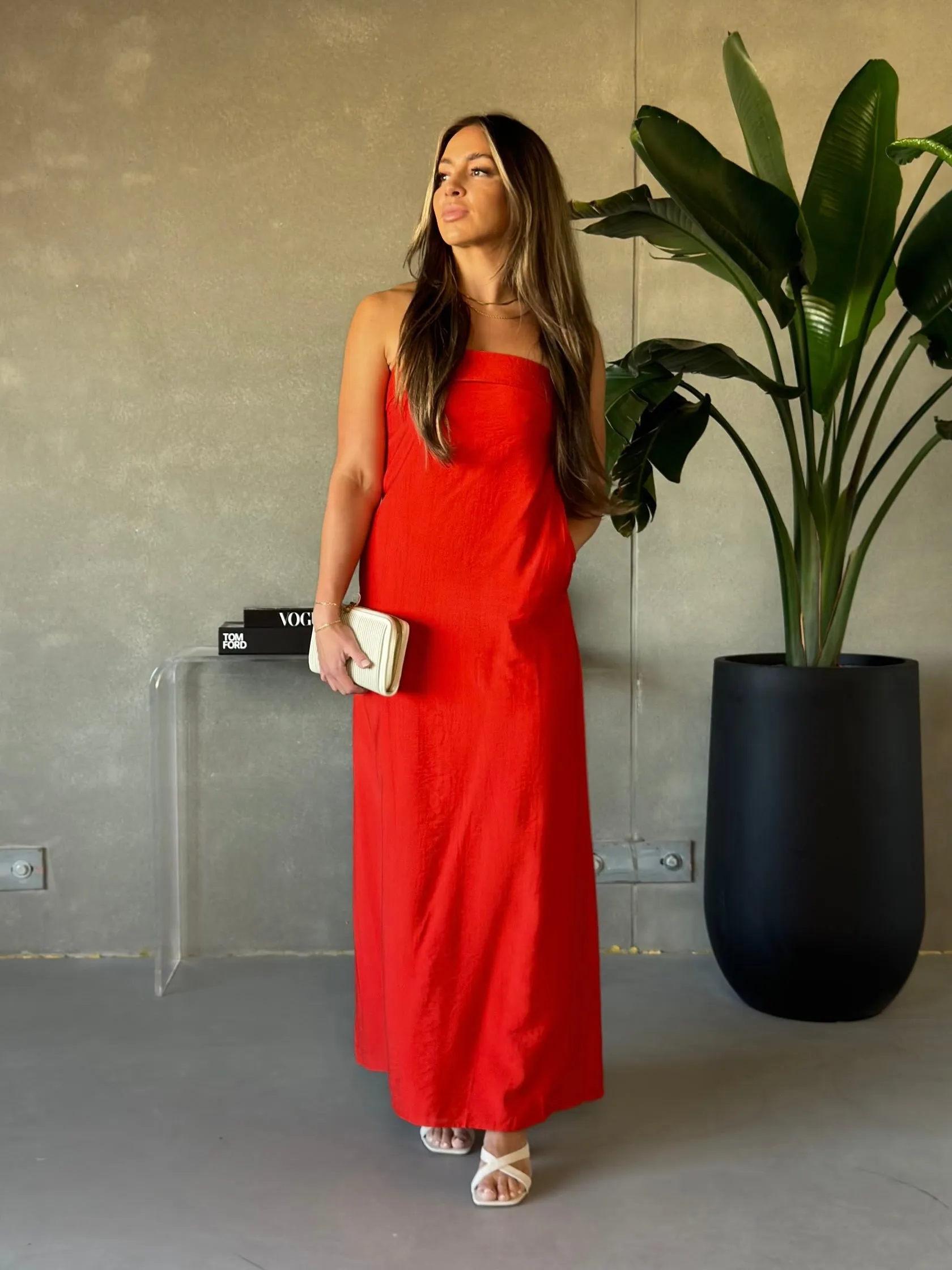 RUNAWAY THE LABEL Saphira Strapless Midi Dress