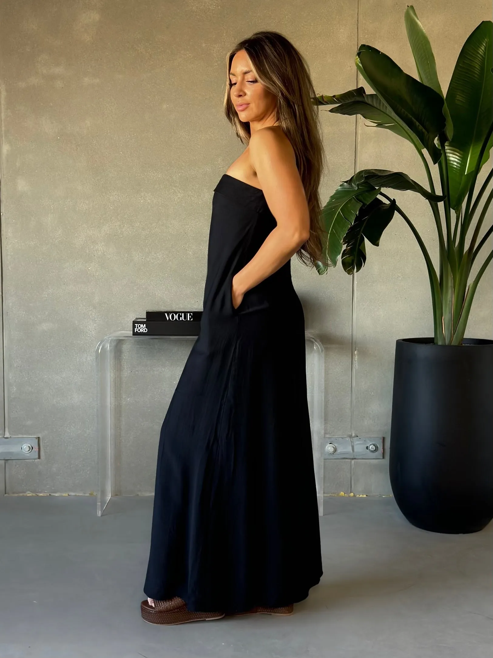RUNAWAY THE LABEL Saphira Strapless Midi Dress
