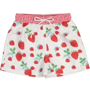 SAL & PIMENTA - Strawberry Berries & Bows Swim Shorts - White