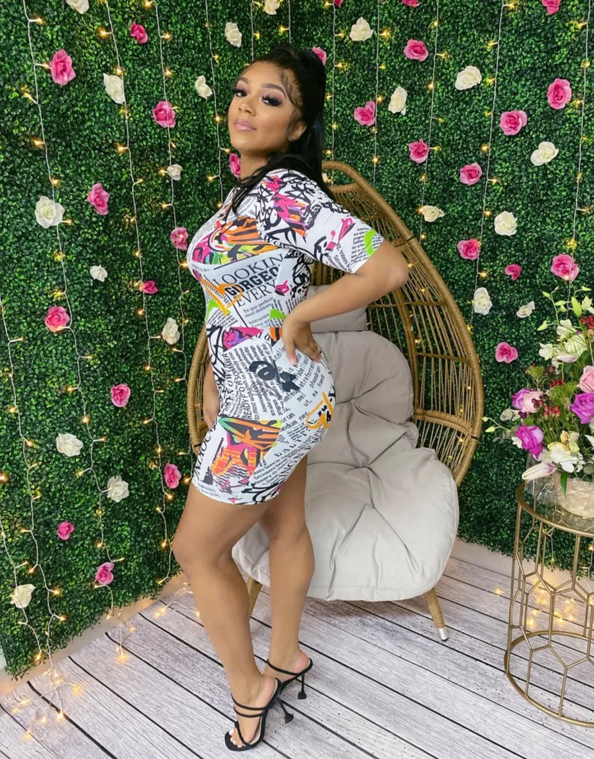 SALE ! MEDIUM LEFT ! Blessed Up White Print Romper‼️