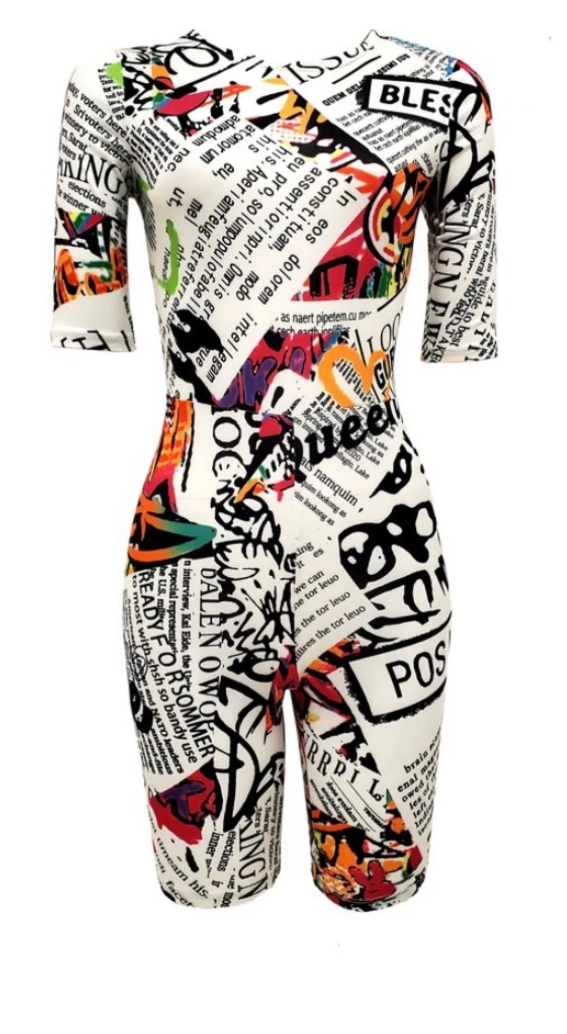 SALE ! MEDIUM LEFT ! Blessed Up White Print Romper‼️