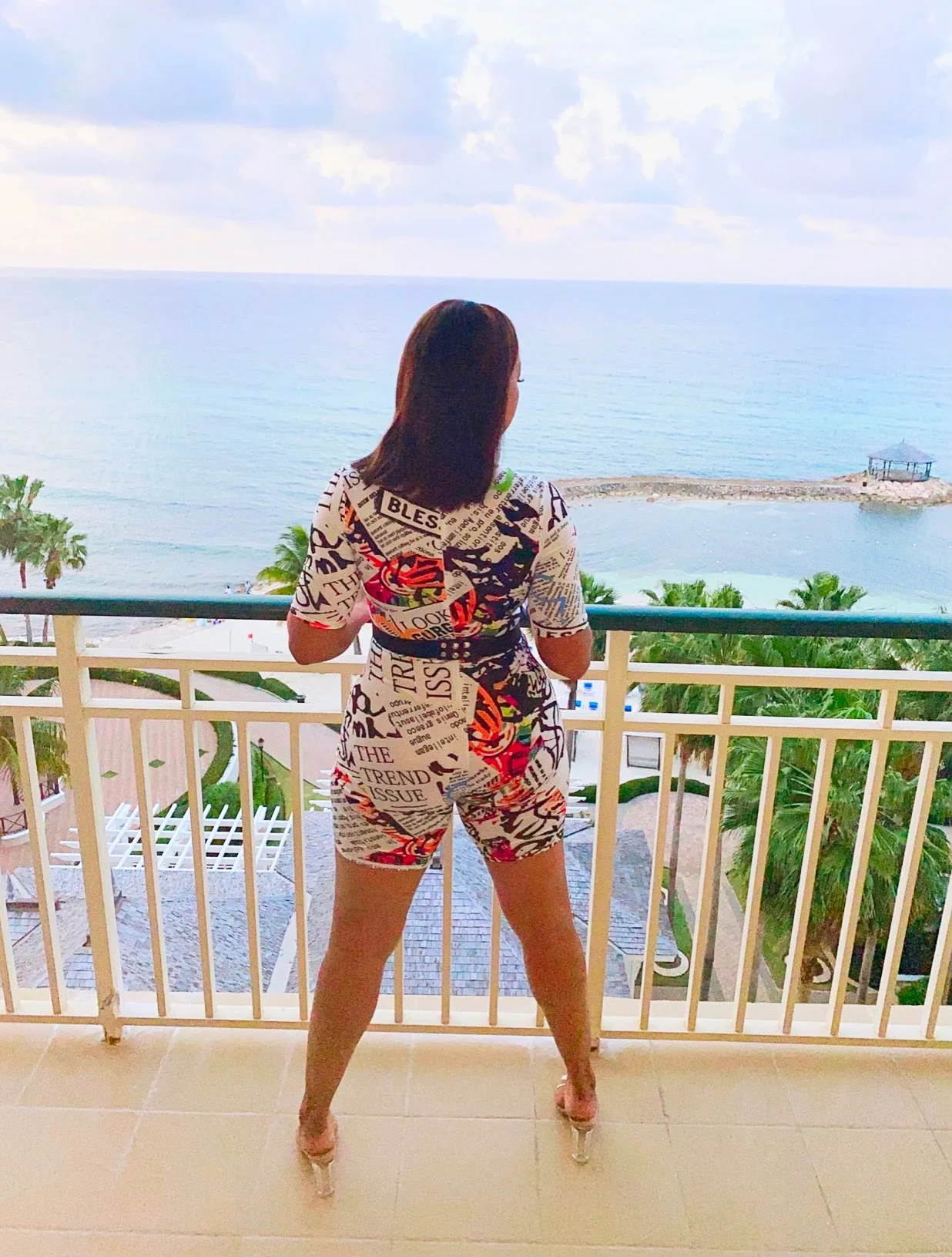 SALE ! MEDIUM LEFT ! Blessed Up White Print Romper‼️