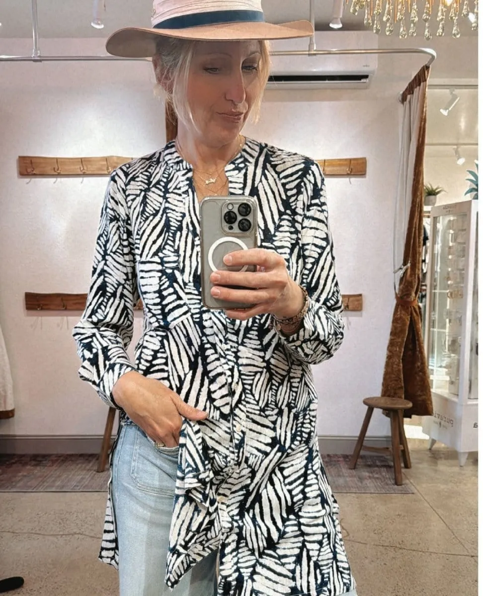 Savannah Shirt Dress Navy Combo