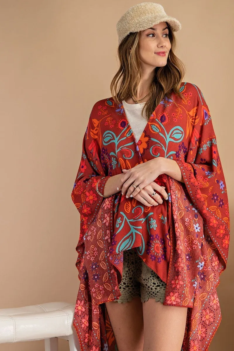 Scarf Printed Rayon Crepon Kimono