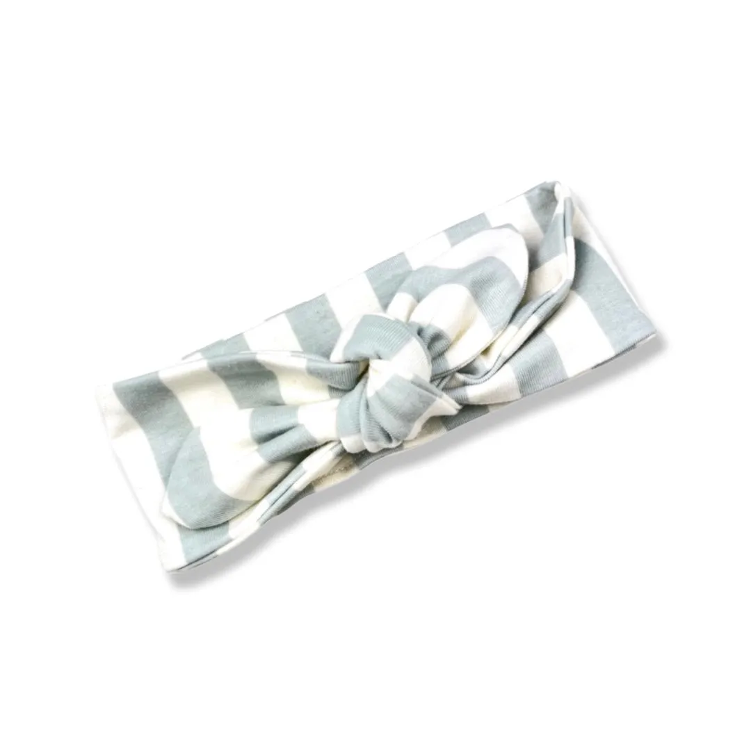 SEAFOAM STRIPE KNOTTED HEAD WRAP