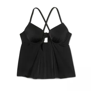 Shade & Shore Women's Cabana Light Lift Tie Front Tankini Top