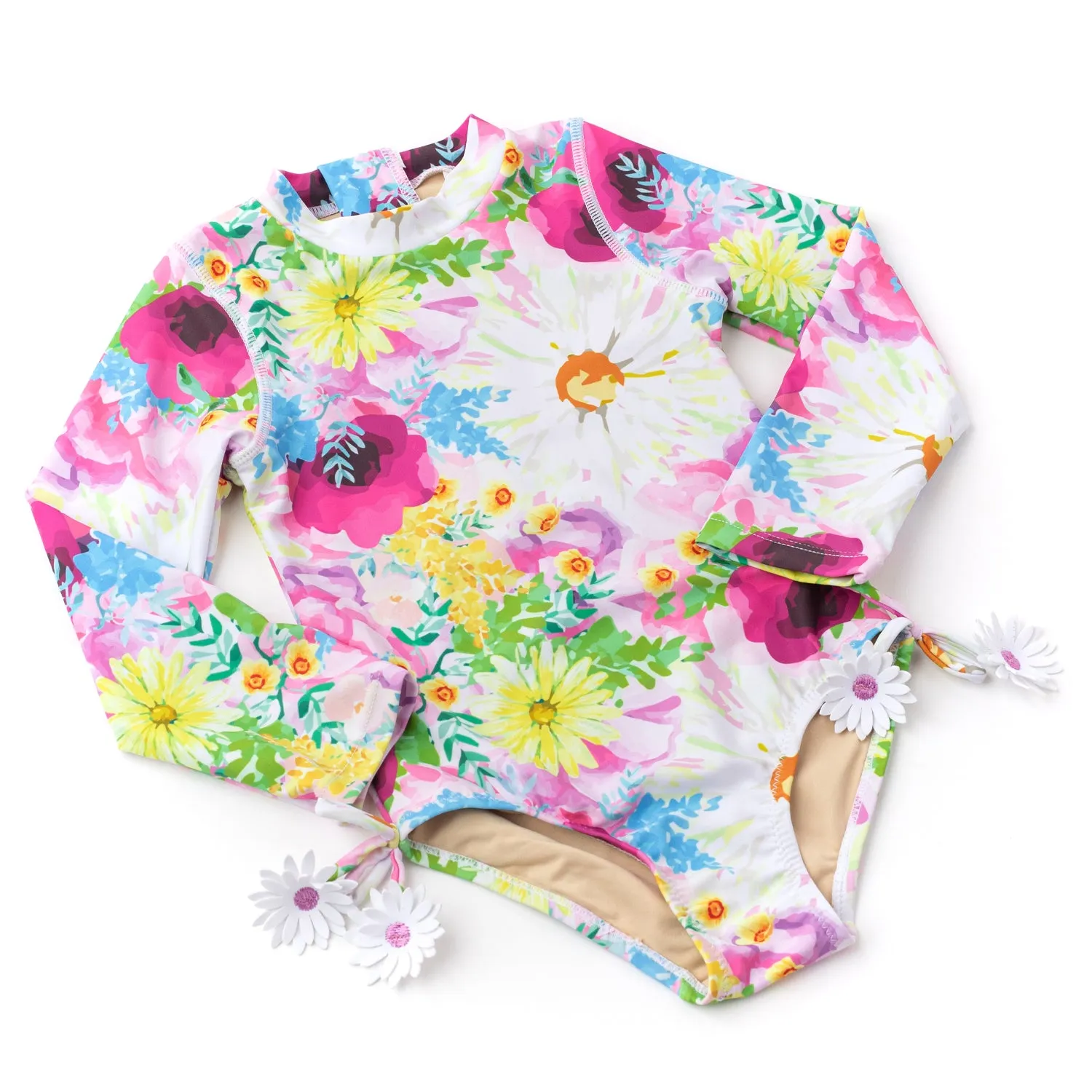 shade critters- Watercolor Floral One Piece Long Sleeve Swimsuit