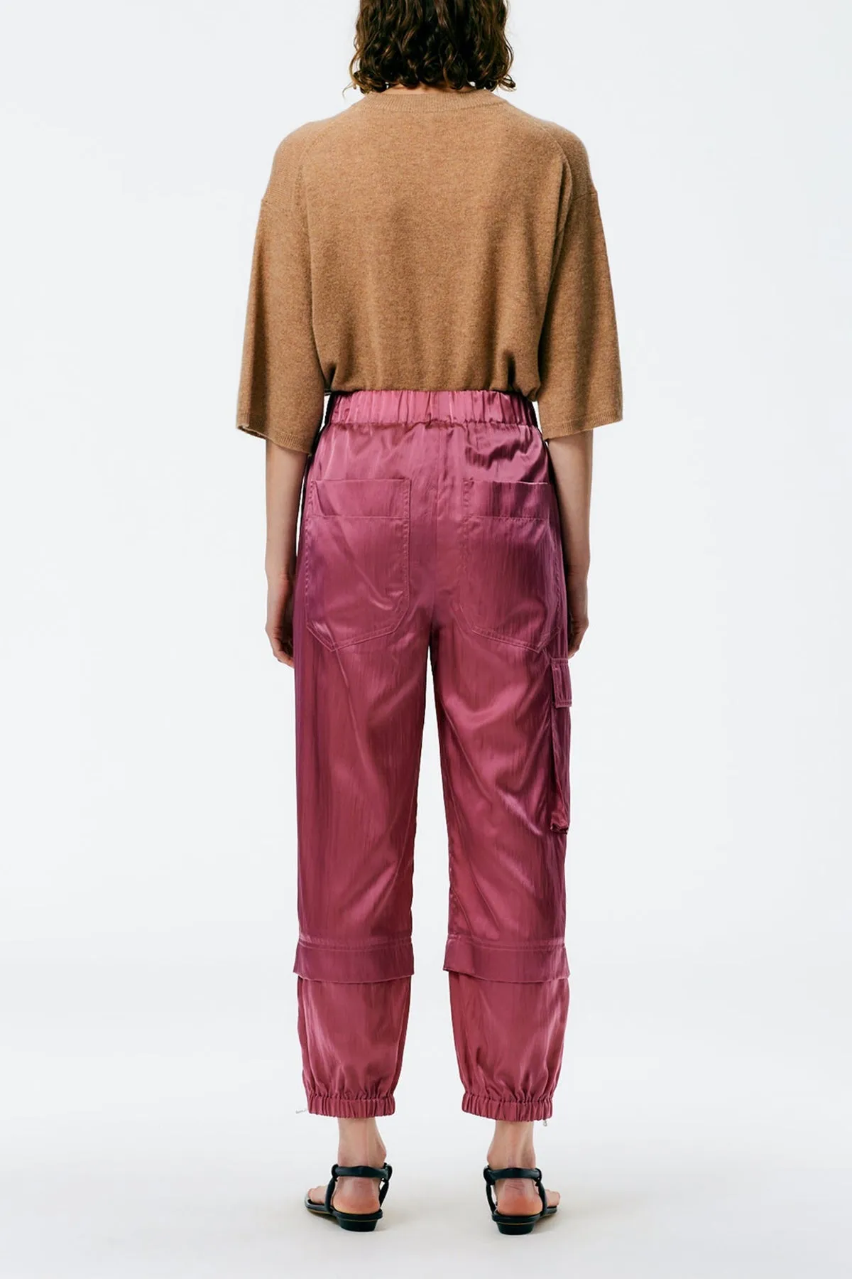 Shiny Nylon Wilt Pull On Jogger in Rose