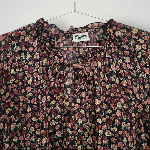 Show Me Your Mumu Maxi Dress Size Medium M Birdie Midnight Floral Black Brown