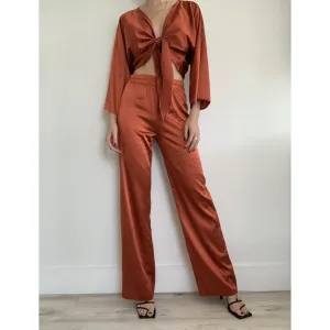 Silk Charmeuse Pants | Women's Clothing Boutique | Frankie Miami