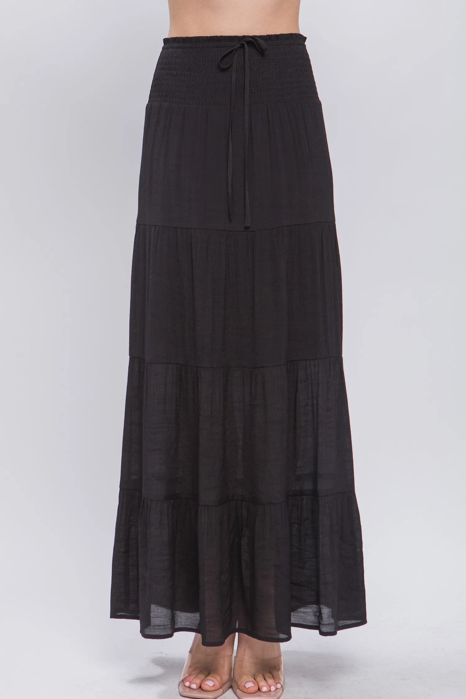 SMOCKED MAXI SKIRT - 2 COLORS
