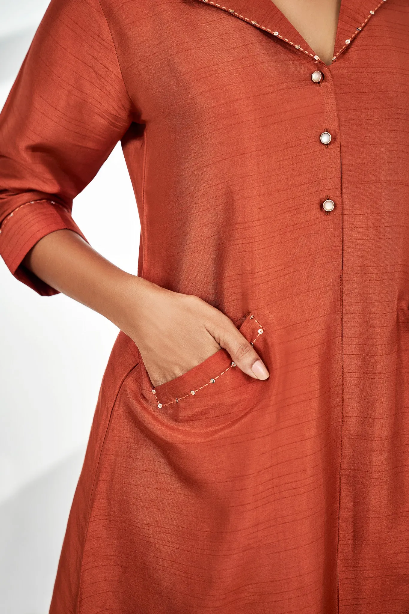 Solid Tusser Silk Kurta with Palazzo