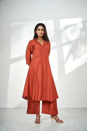 Solid Tusser Silk Kurta with Palazzo