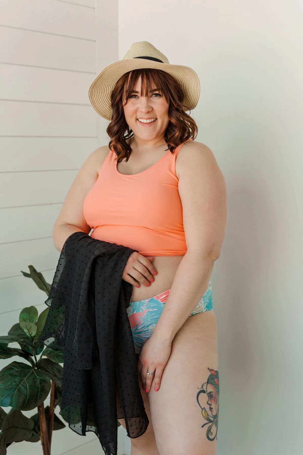 Soul Full Of Sunshine Knot Tankini Top- Coral