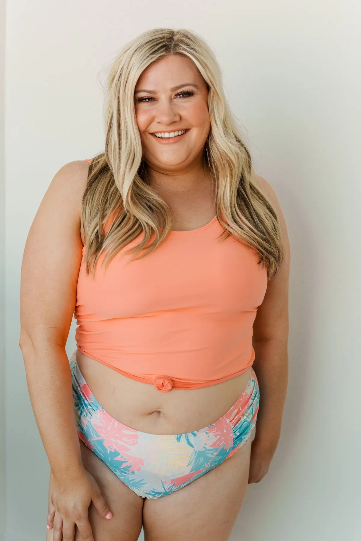 Soul Full Of Sunshine Knot Tankini Top- Coral