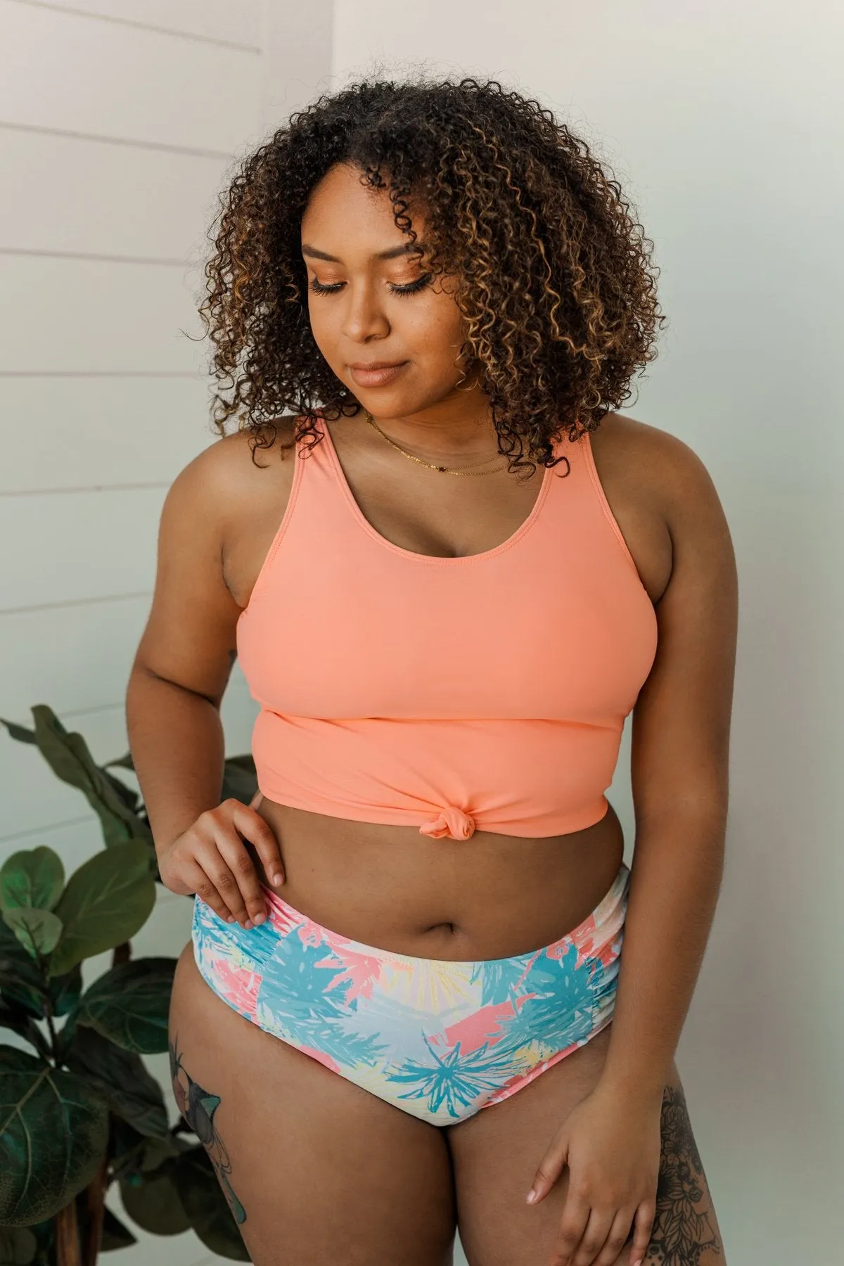 Soul Full Of Sunshine Knot Tankini Top- Coral