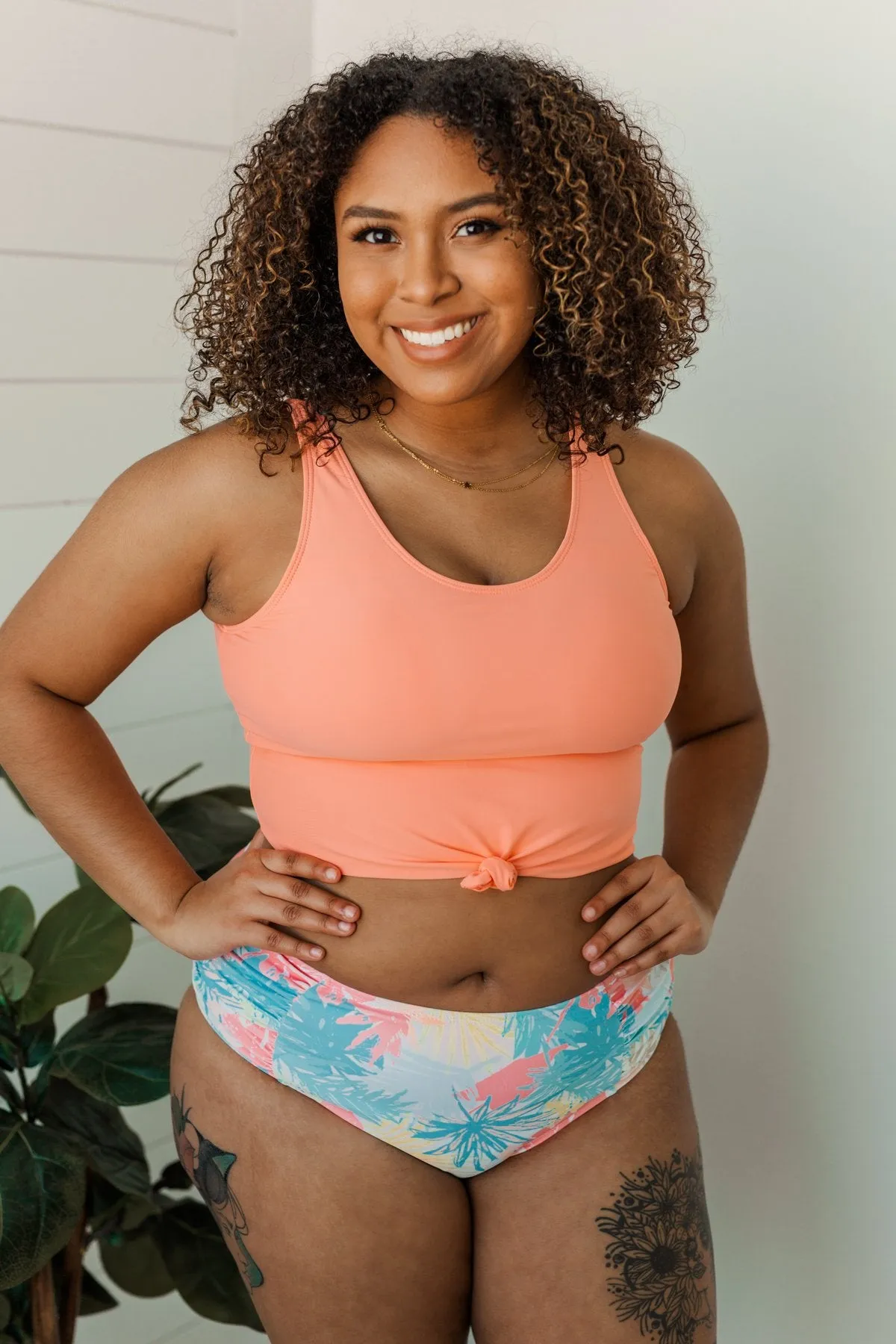 Soul Full Of Sunshine Knot Tankini Top- Coral