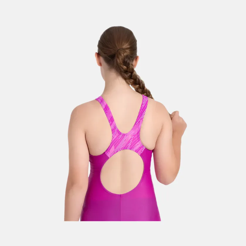 Speedo Endura Brite Hyperboom Kids Girl Muscleback Legsuit -Diva/Neon Violet/Lilac