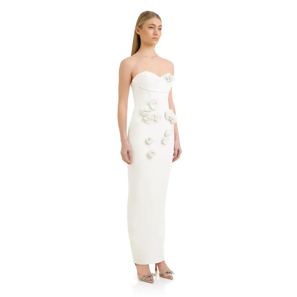 Strapless Sleeveless Flower Maxi Bandage Dress HL9800