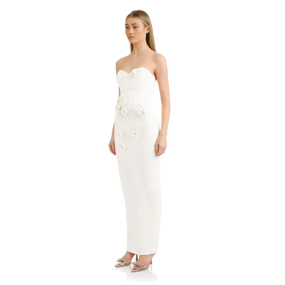Strapless Sleeveless Flower Maxi Bandage Dress HL9800