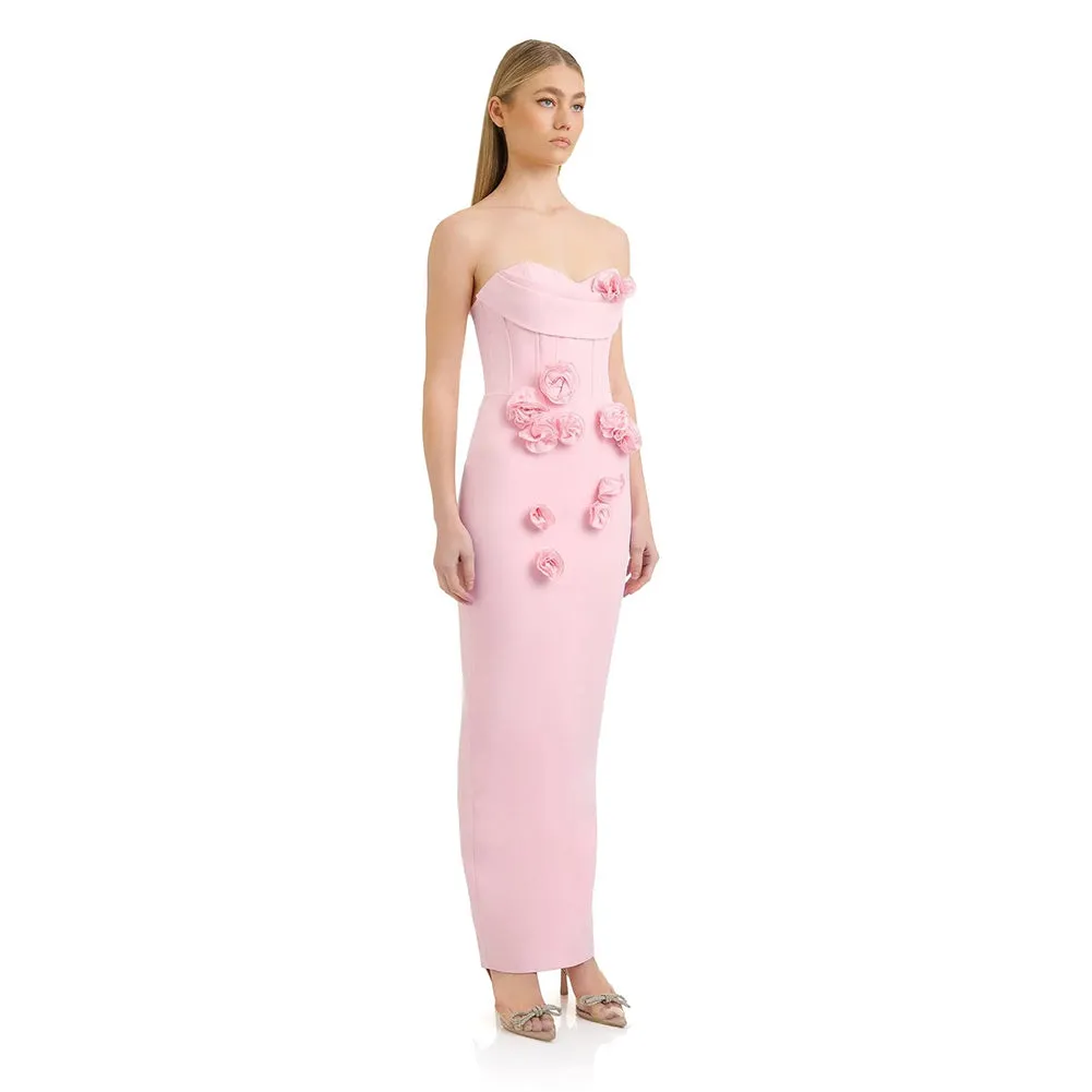 Strapless Sleeveless Flower Maxi Bandage Dress HL9800