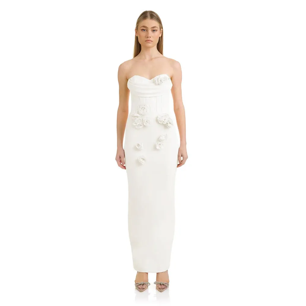 Strapless Sleeveless Flower Maxi Bandage Dress HL9800