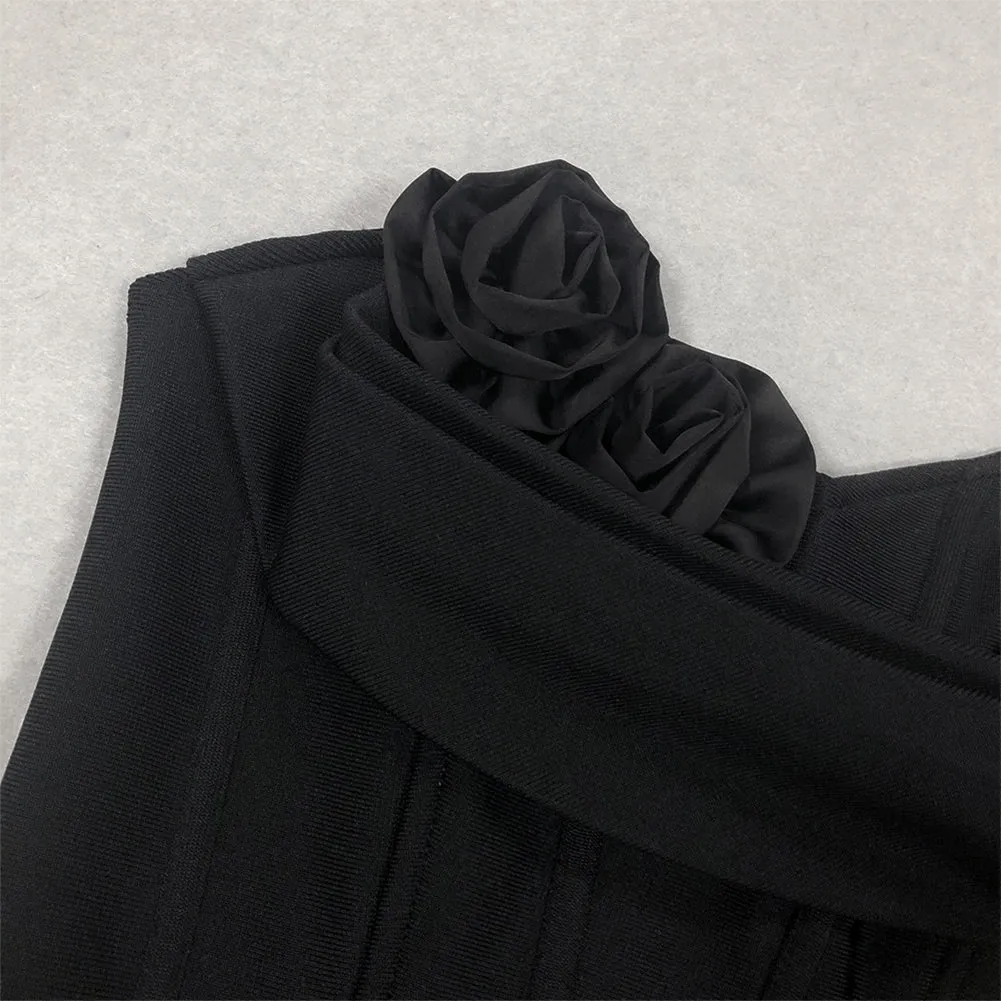 Strapless Sleeveless Flower Maxi Bandage Dress HL9800