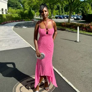Strappy Sleeveless Irregular Maxi Bodycon Dress HL9872
