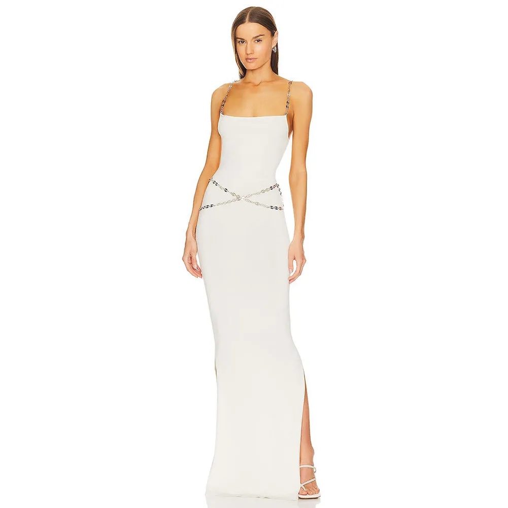 Strappy Sleeveless Side Slit Maxi Bodycon Dress BD2455