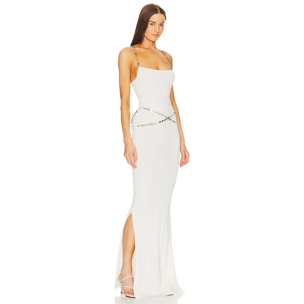 Strappy Sleeveless Side Slit Maxi Bodycon Dress BD2455