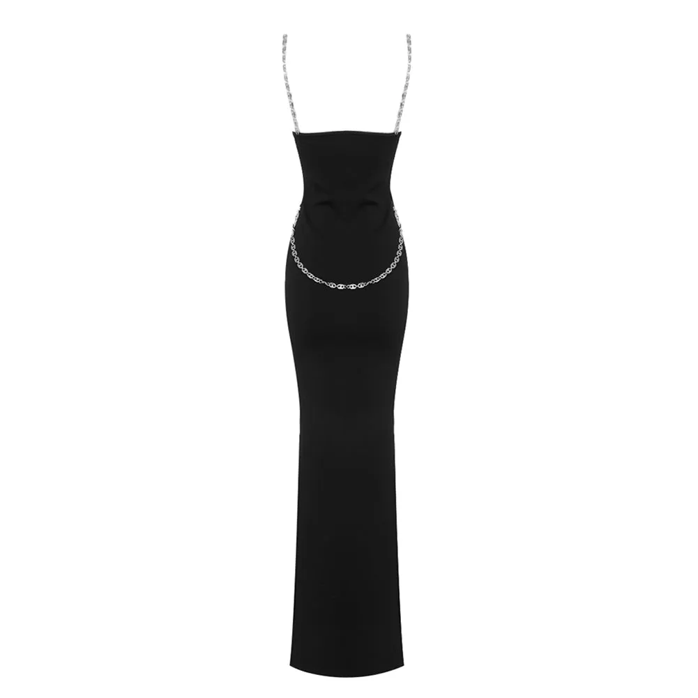 Strappy Sleeveless Side Slit Maxi Bodycon Dress BD2455
