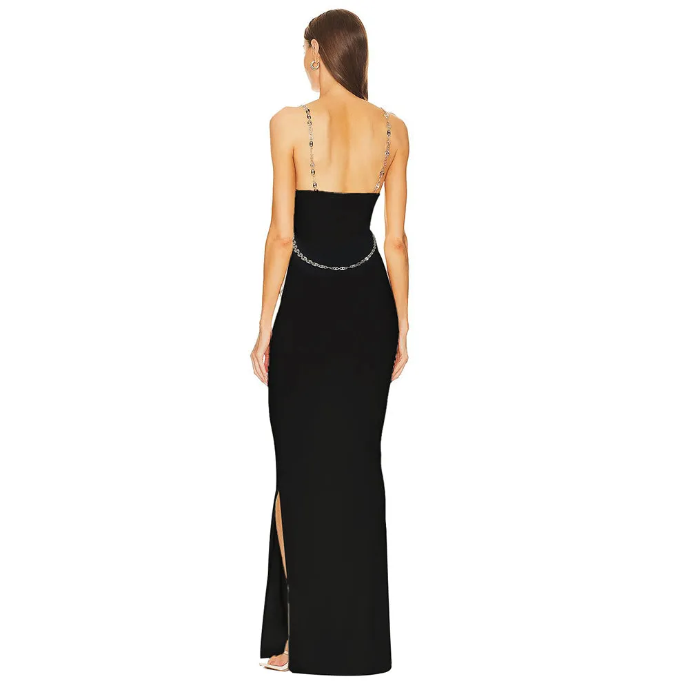 Strappy Sleeveless Side Slit Maxi Bodycon Dress BD2455