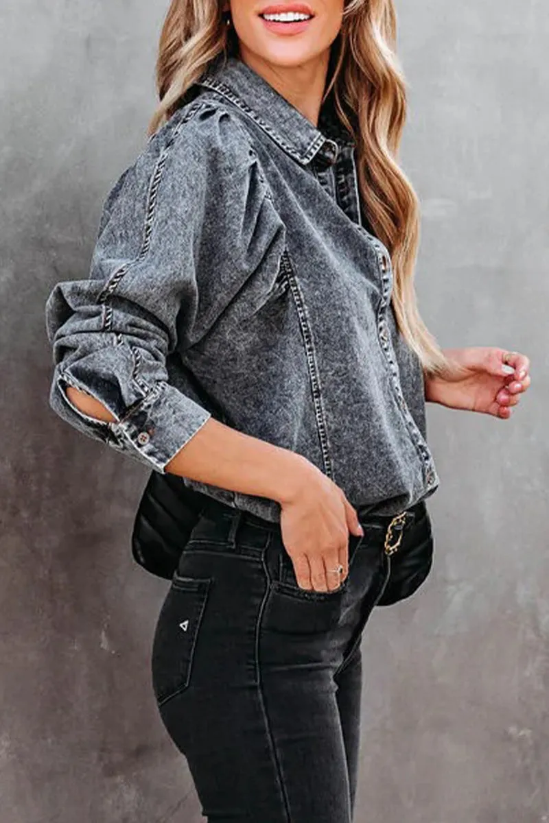 Street Solid Solid Color Turndown Collar Outerwear