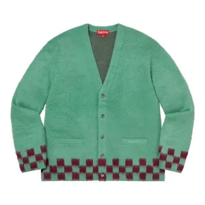Supreme Brushed Checkerboard Cardigan- Mint